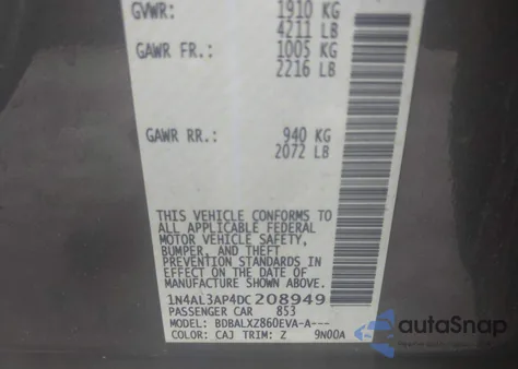 2013 Nissan Altima 2.5 Sl from USA, damaged, VIN 1N4AL3AP4DC208949